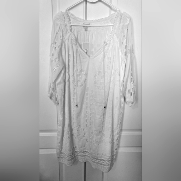 Michael Kors Dresses & Skirts - New With Tag Michael Kors White Eyelet Crochet Pull Over Dress Womens Sz Large